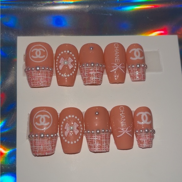 10 PC Hand Crafted/ Artisan Tweed Clueless Nails NWT - Picture 5 of 5